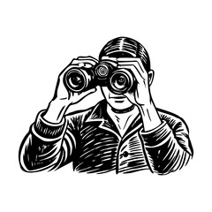 An illustration of binoculars designed in vintage style