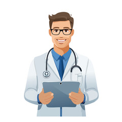 Fototapeta premium Professional Physician with Stethoscope and Tablet - AI Generated
