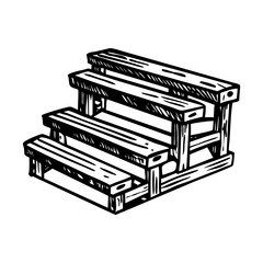 A vintage style illustration depicting classic wooden bleachers