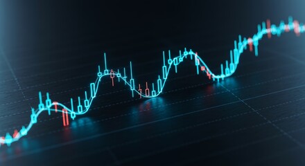 Naklejka premium Glowing Candlestick Chart Stock Market Data