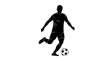 Obraz premium Dynamic silhouette of a footballer poised to kick the ball with precision and power