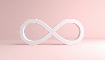 Fototapeta premium White Infinity Symbol On Pink Background