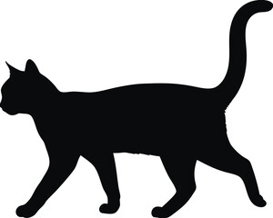 Black Cat Silhouette Walking Side Profile