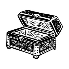 A glyph style illustration depicting jewellery box