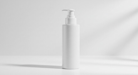 Blank White Pump Bottle for Cosmetic Product Mockup on Clean Background