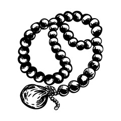 A vintage style illustration showing shell necklace