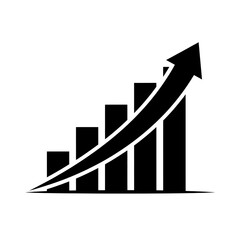 Dynamic financial growth chart with upward arrow signifying progress and success in modern business strategy and investment planning