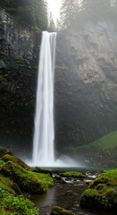 Waterfall landscape scenic nature forest stream flowing water cascade mountain outdoor travel view rock mossy cliff