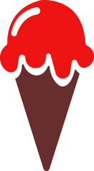 Ice cream icon.Ice Cream, Cone, Frozen Food, Summer, Vanilla Ice Cream, Chocolate, Cup, Dessert, Fruit, Dairy Product, Sweet Food, Milk, Waffle, Sorbet Ice cream cone with one scoop flat icon .