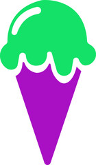 Ice cream icon.Ice Cream, Cone, Frozen Food, Summer, Vanilla Ice Cream, Chocolate, Cup, Dessert, Fruit, Dairy Product, Sweet Food, Milk, Waffle, Sorbet Ice cream cone with one scoop flat icon .