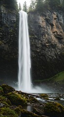 Obraz premium Majestic waterfall cascade flowing stream nature landscape scenic beauty forest adventure travel destination
