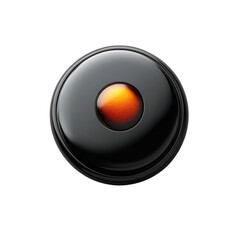 Glossy futuristic button with glowing center, technology interface element for user interaction and modern design applications on transparent background