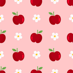 Cartoon red apple seamless pattern