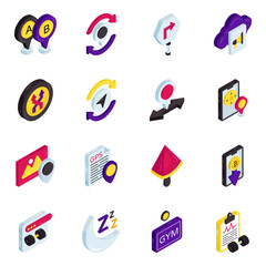 Set of Gps and Navigation Isometric Icons

