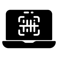 laptop scanning solid icon