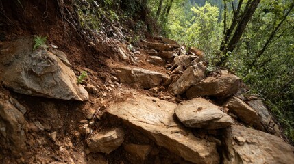 Fototapeta premium Rocky trail through forest