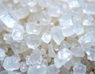 Close-Up of Shiny White Sugar Crystals Piled Together in Natural Light
