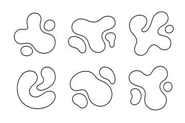 Abstract shapes in black outline on white background representing fluidity and movement in modern design elements