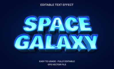 Fototapeta premium Space galaxy text effect, frozen blue sci-fi glowing title
