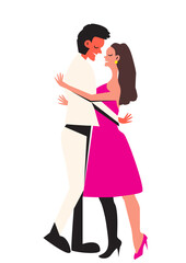 Dancing man and woman illustration in retro style
