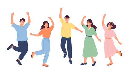 Cheerful Friends Enjoying Party Flat Style Illustration