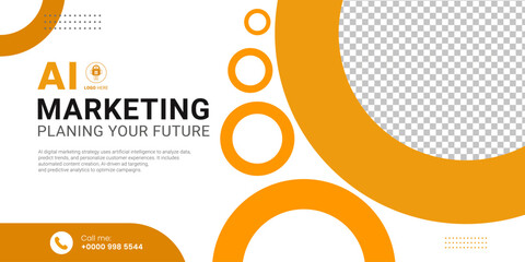 A Digital Marketing Banner concepts vector templates design. and Business Marketing Infographic Banner with AI marketing concepts. The composition