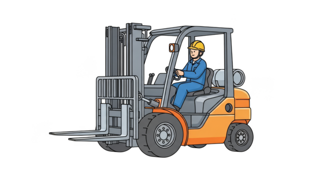 Forklift operator in action safety first