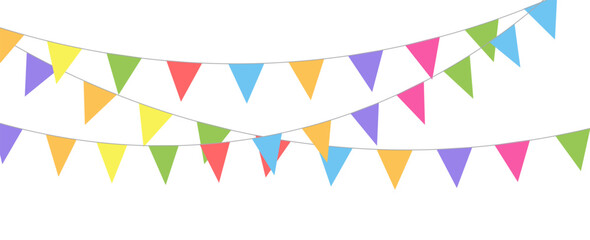 Fototapeta premium Colorful watercolor carnival garland with flag. Decorative colorful party pennants for birthday celebration, festival decor. Colorful bunting flags. eps 10