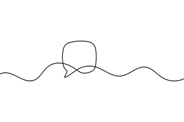 Fototapeta premium Minimalist speech bubble one line drawing in outline vector illustration isolated on white background 