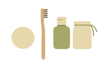 Eco-friendly personal care essentials laid out on a clean background for sustainable living at home