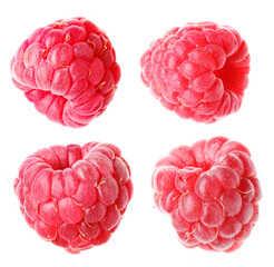 Fresh ripe raspberries isolated on white, set
