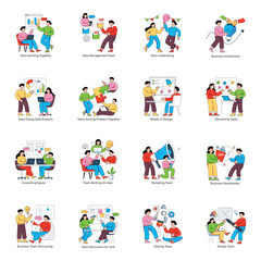 Set of Teamwork Flat Illustrations 

