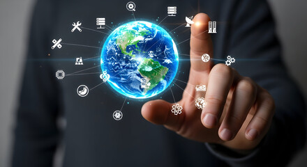 Modern business connecting globally through technology innovations and digital transformation solutions for a better future