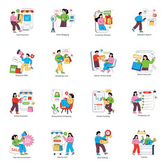 Set of Shopping Flat Illustrations

