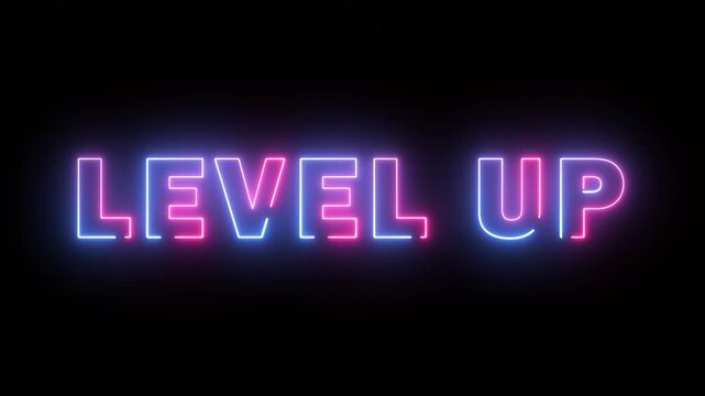 Neon glowing level up text effect