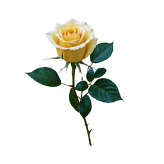 Yellow Rose Flower, Botanical theme photo cutout, Transparent Background, PNG file
