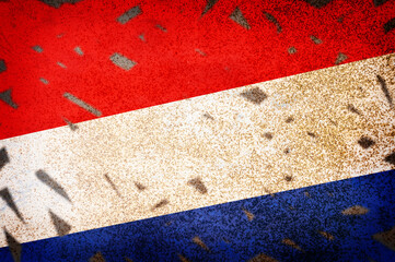 Grunge style and damaged filter of Netherlands flag.
