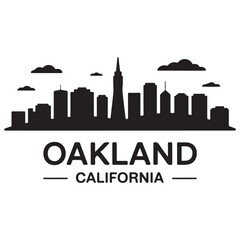 Fototapeta premium Oakland skyline horizontal banner. Oakland, California. Vector template for your design. Vector black silhouette. with white background.