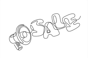 Continuous one line drawing of megaphone  and 