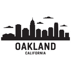 Fototapeta premium Oakland skyline horizontal banner. Oakland, California. Vector template for your design. Vector black silhouette. with white background.