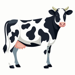 vector illustration of holstein cow, standing in pasture, abstract