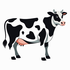 vector illustration of holstein cow, walking, abstract
