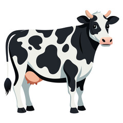 vector illustration of holstein cow, grazing head down, abstract