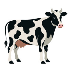 vector illustration of holstein cow, walking, abstract