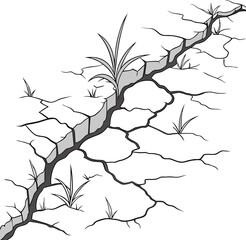 Obraz premium Cracked Earth with Growing Plants