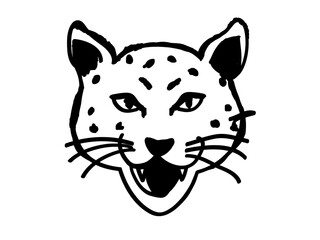 シンプルでおしゃれな白黒のチーターの顔アイコンイラスト