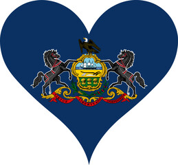 Heart symbol with PA flag, showing love for the USA