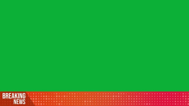 Breaking news text animation button left corner on green screen background, news video editing template	