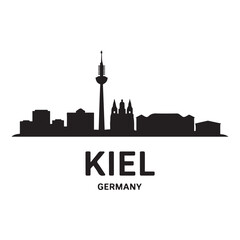 Naklejka premium Kiel skyline horizontal banner. Kiel, Germany. Vector template for your design. Vector black silhouette. with white background.