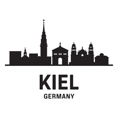 Fototapeta premium Kiel skyline horizontal banner. Kiel, Germany. Vector template for your design. Vector black silhouette. with white background.